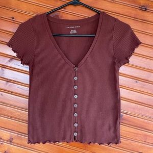American Eagle Ribbed Button Front Top